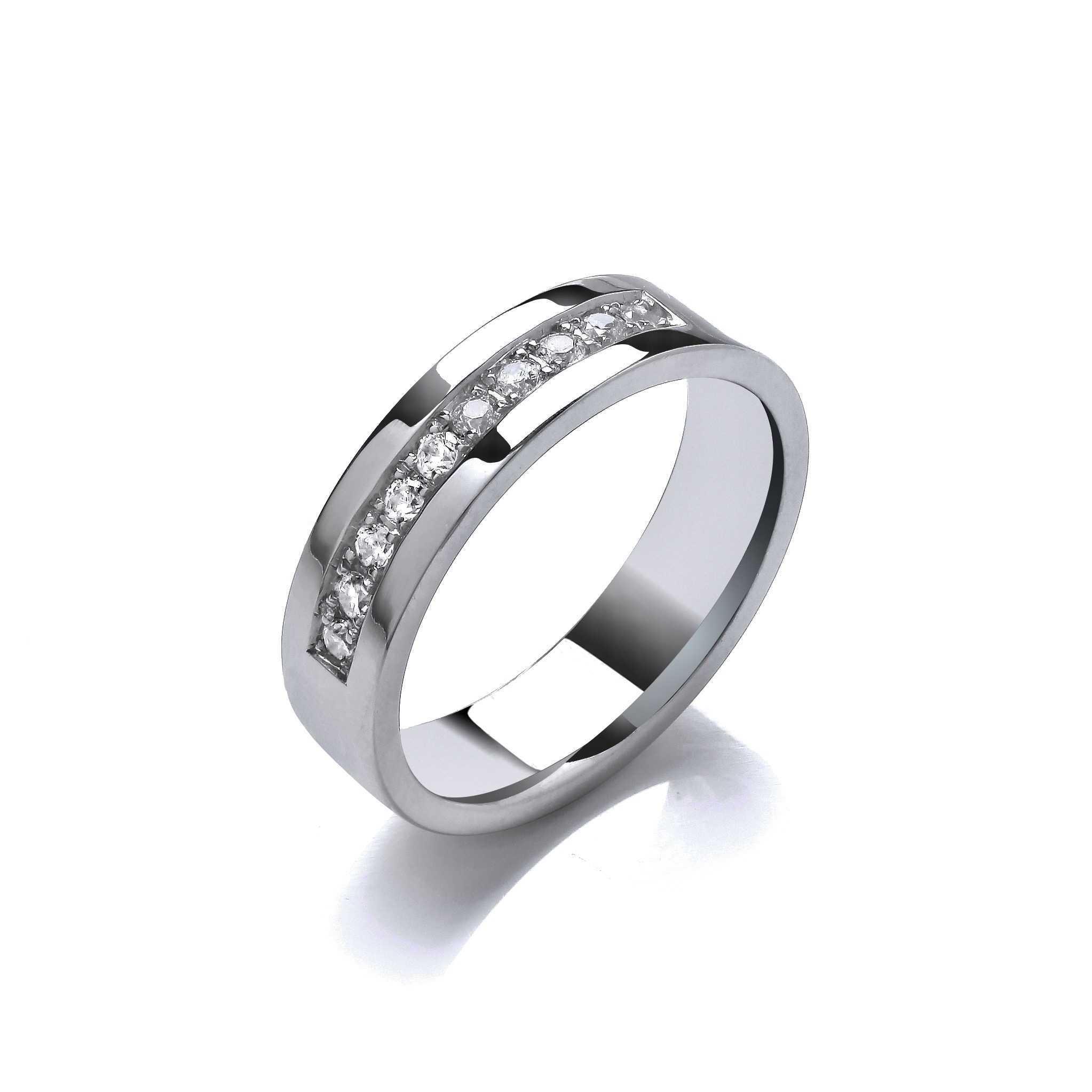 6mm Flat Shaped Titanium Ring with 11x 2mm Brilliant Cut Diamonds